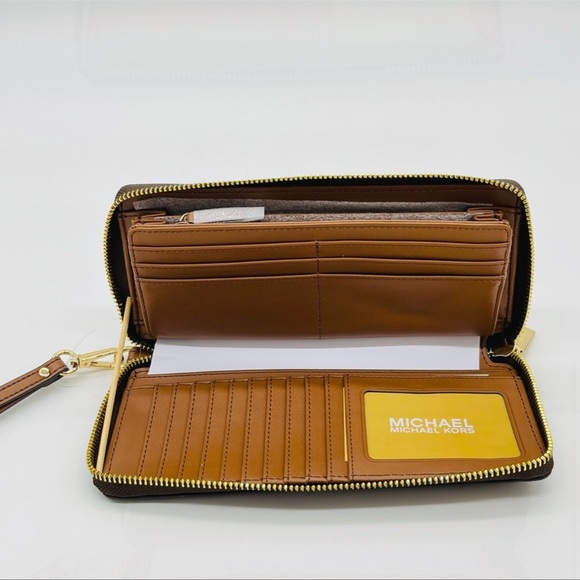 Michael Kors Large Continental Wallet Wristlet Brown Leather - Picture 6 of 8